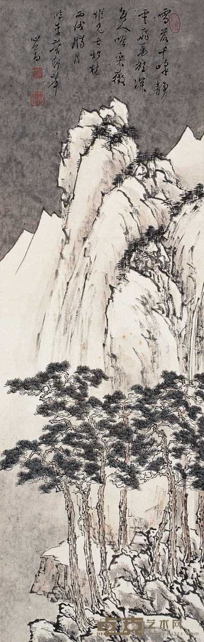 溥儒 署年：丙戌（1946） 千峰雪霁 立轴 82×26cm